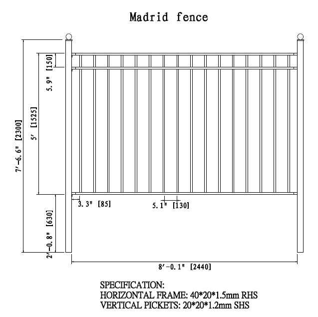 ALEKO | MADRID Steel Fence 8' x 5'